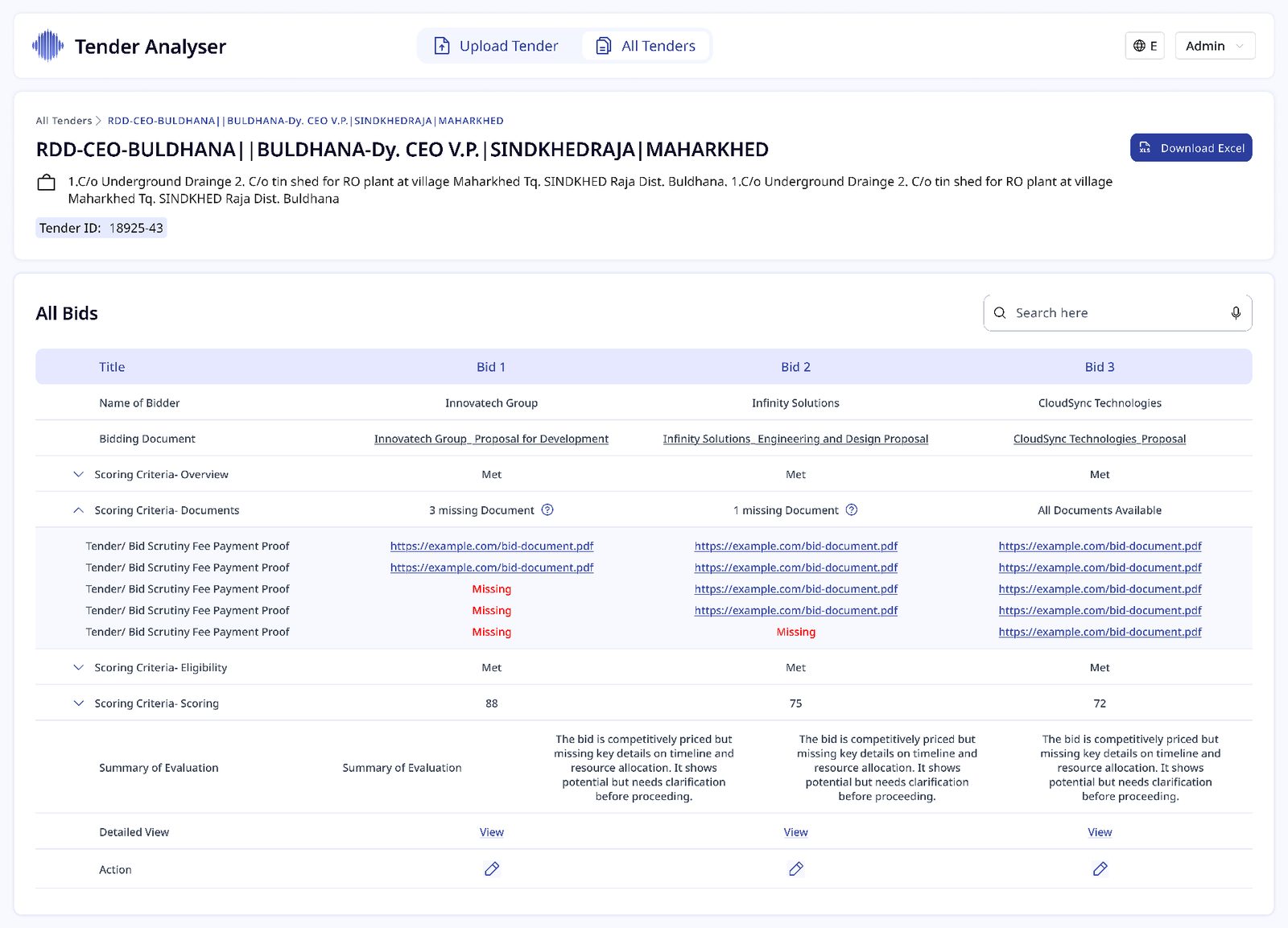 Tender Analyser — Govtech · Data UX
